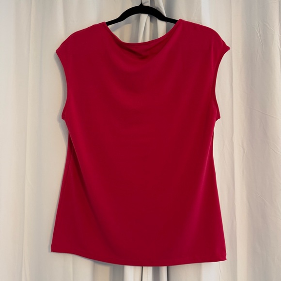 Ann Taylor Sleeveless Pleated Scoop Neck Blouse Red Pink Women’s Large - Picture 3 of 5